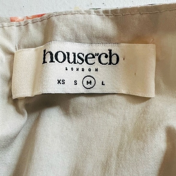 House of CB Kara Floral Ruched Cotton Ruffle Dress Size M - Picture 15 of 16